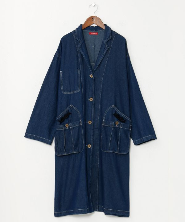 Skull Embroidery Denim Cardigan Cardigans & Outerwear by AMINA - Ametsuchi