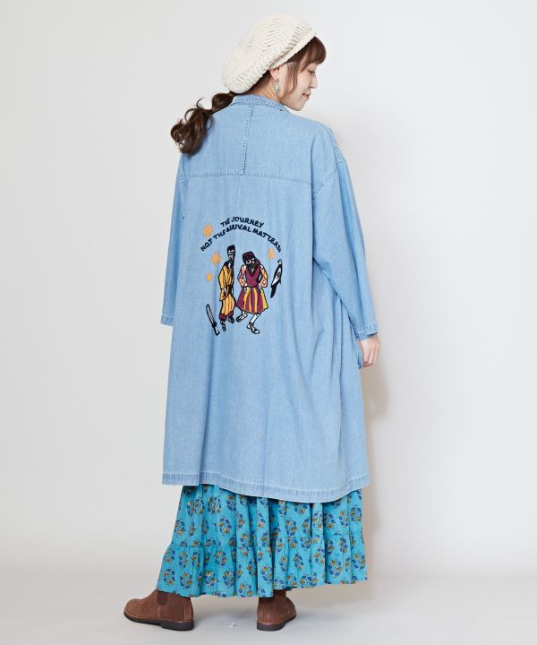 Skull Embroidery Denim Cardigan Cardigans & Outerwear by AMINA - Ametsuchi