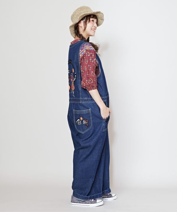 Skull Embroidery Denim Overall Dresses by AMINA - Ametsuchi