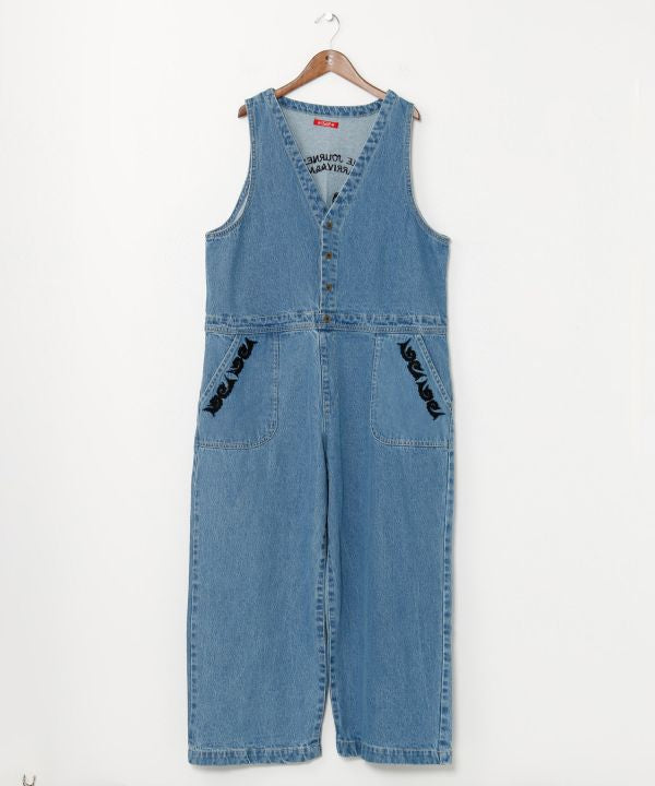 Skull Embroidery Denim Overall Dresses by AMINA - Ametsuchi