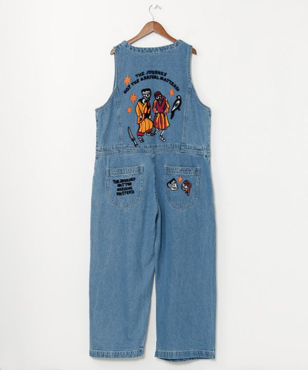 Skull Embroidery Denim Overall Dresses by AMINA - Ametsuchi