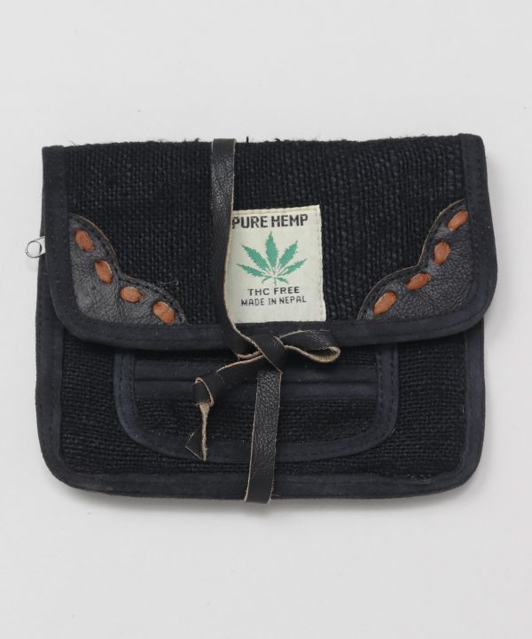Hemp x Vintage Leather Pouch