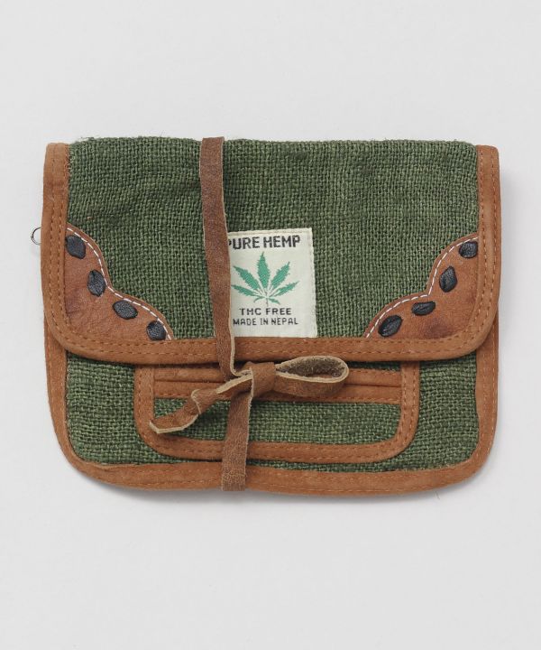Hemp x Vintage Leather Pouch