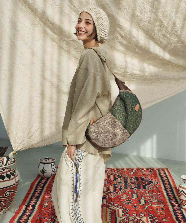 Jute Blend Round Shoulder Bag