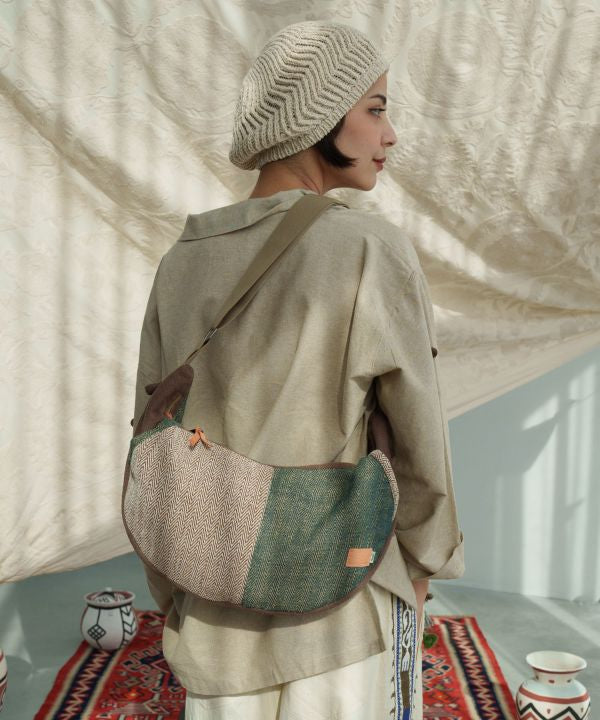 Jute Blend Round Shoulder Bag