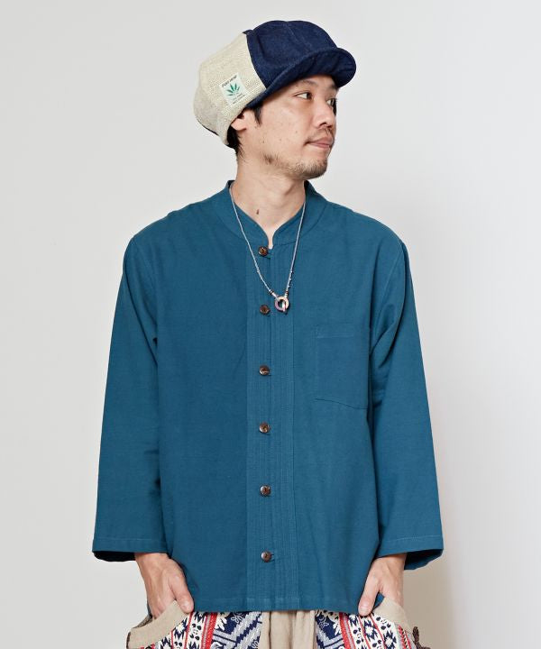 Nepalese Cotton Stand Collar Shirt - M