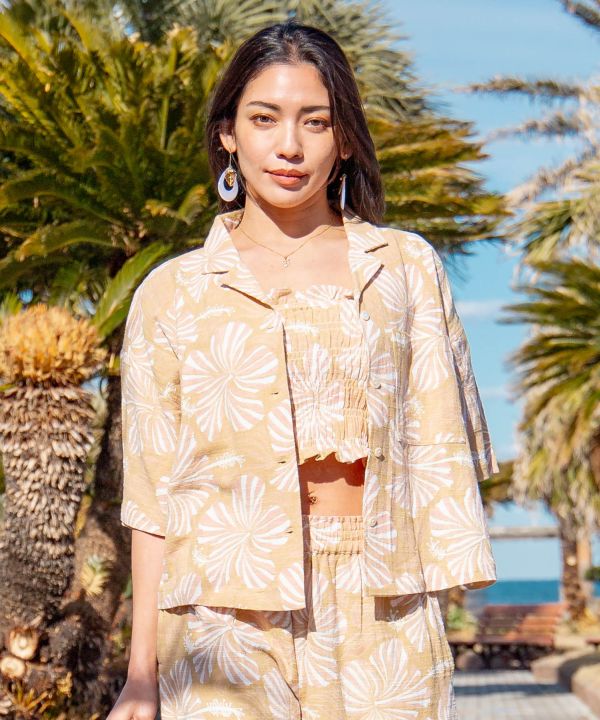 SURF＆Palms 植物短款夏威夷襯衫