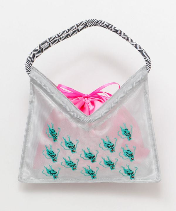 Mesh Handbag with Drawstring Pouch Set