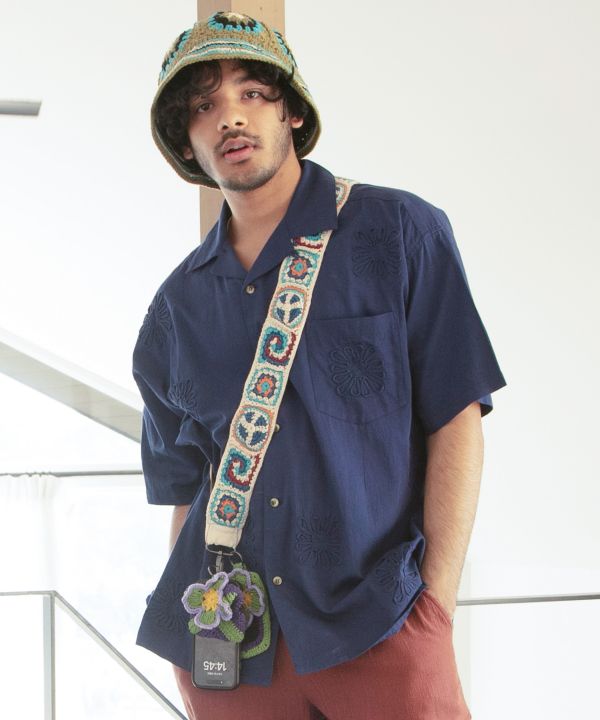 Cord Floral Embroidery Shirt