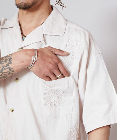 Cord Floral Embroidery Shirt
