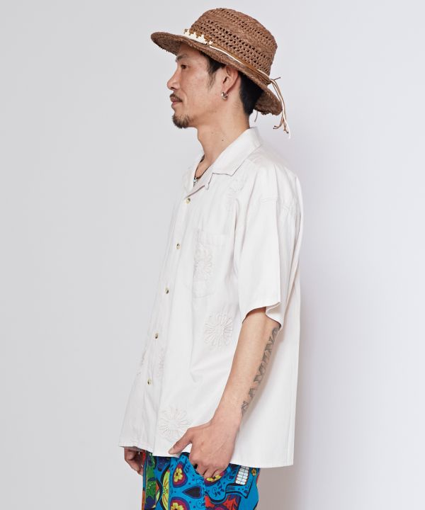 Cord Floral Embroidery Shirt