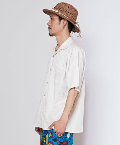 Cord Floral Embroidery Shirt