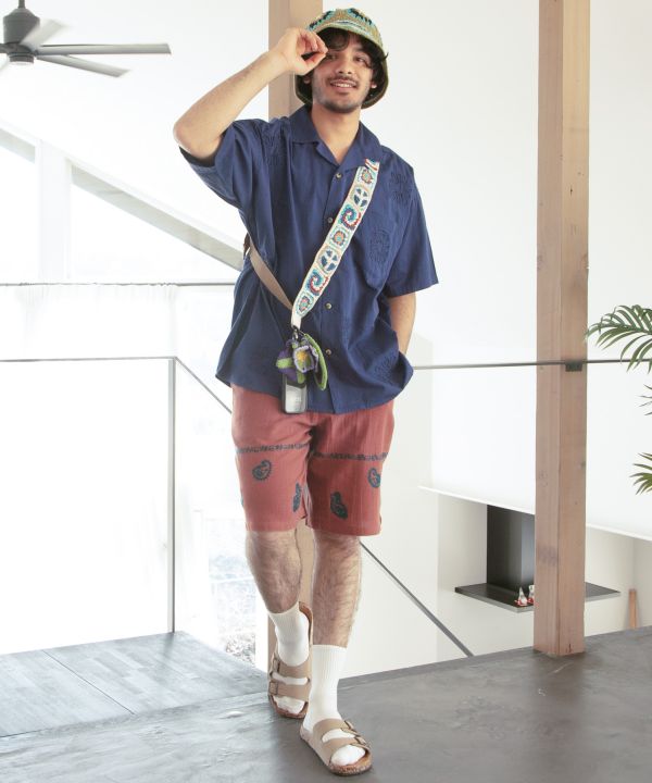 Cord Floral Embroidery Shirt