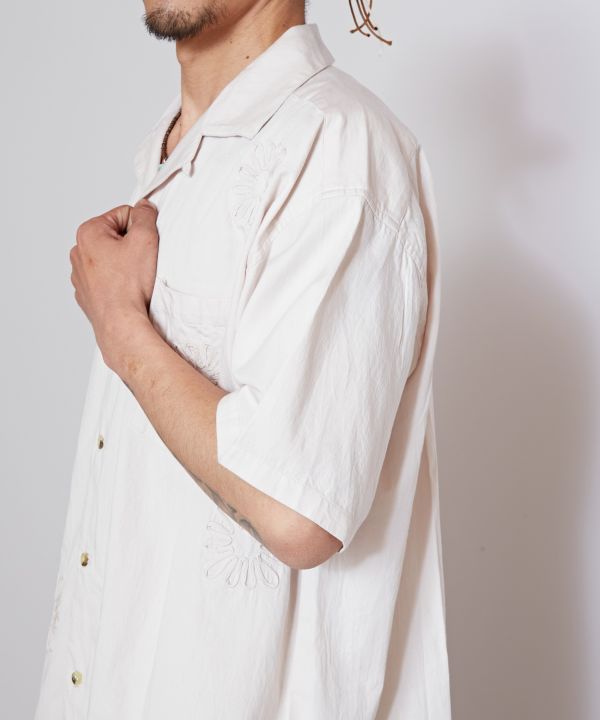 Cord Floral Embroidery Shirt