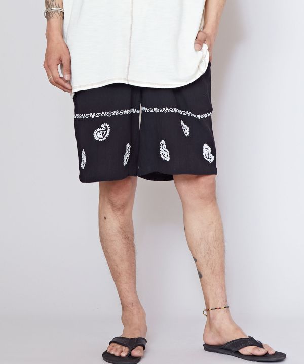 Paisley Embroidery Shorts