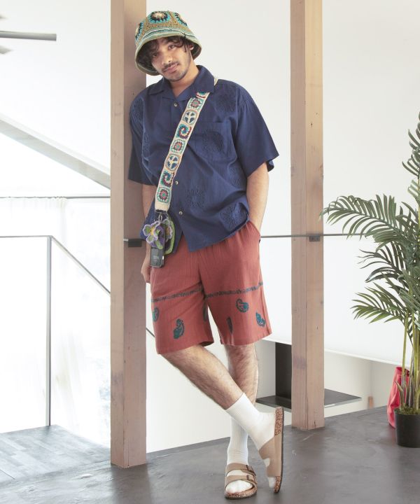 Paisley Embroidery Shorts