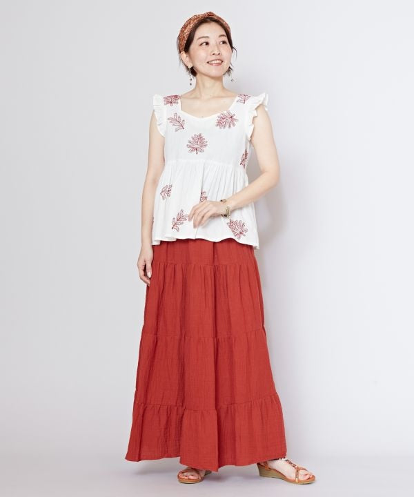 Chain Stitch Linen Blend Top