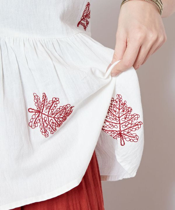 Chain Stitch Linen Blend Top