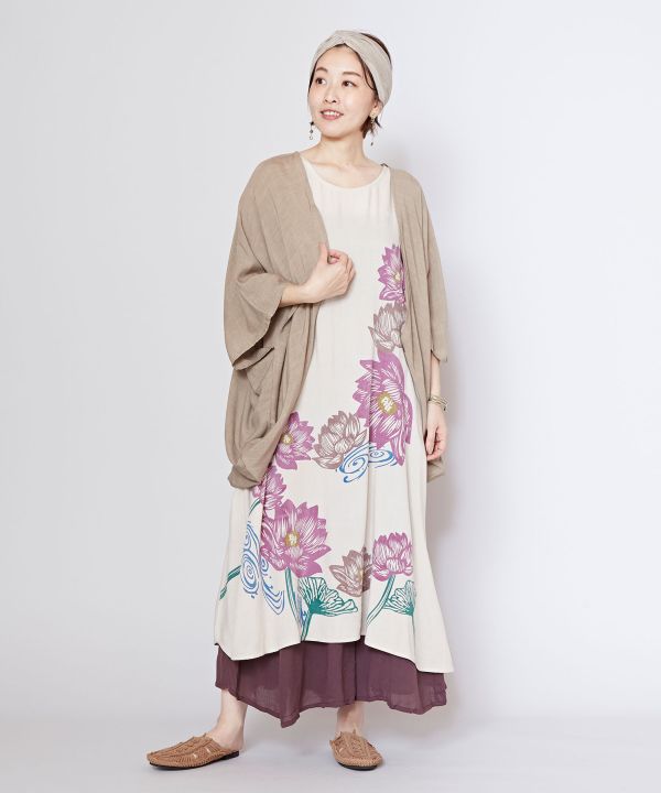 Lotus Graphic Dress and UV Protection Kimono Set