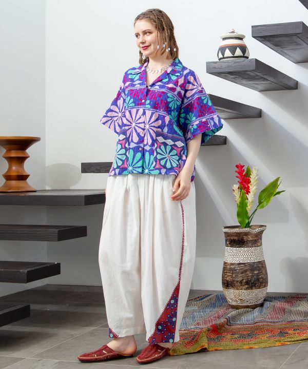 Ethnic Mirror Embroidered Shirt