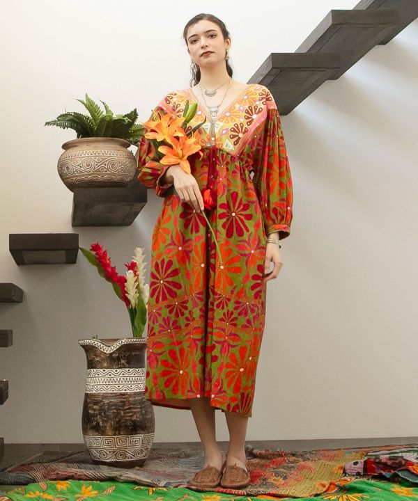 Ethnic Mirror Embroidered Dress