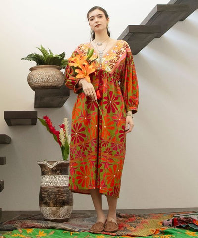 Ethnic Mirror Embroidered Dress