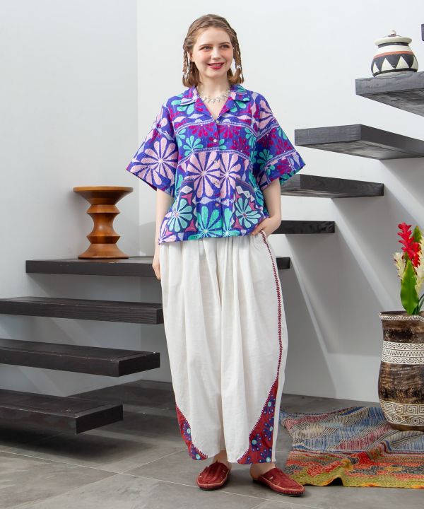 Ethnic Mirror Embroidered Pants