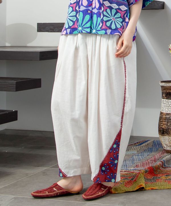 Ethnic Mirror Embroidered Pants