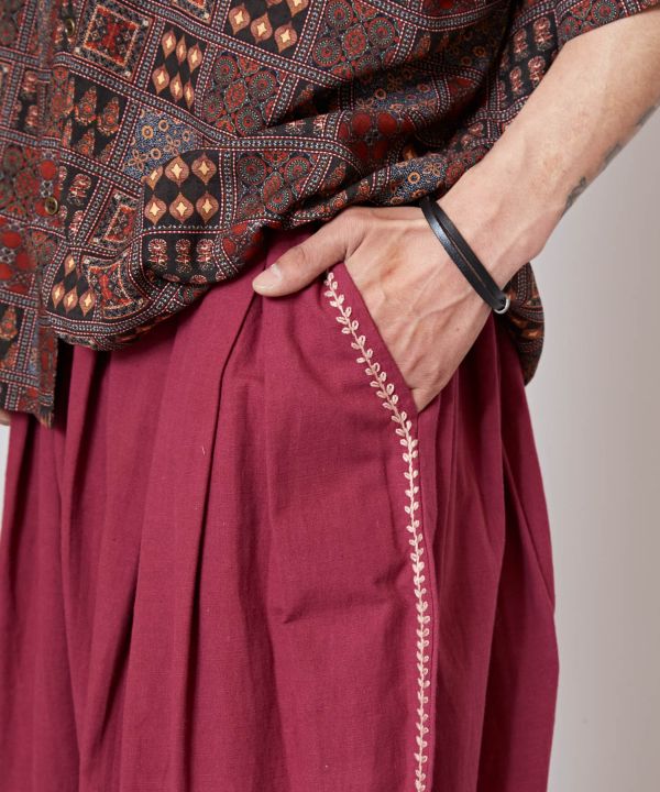 Ethnic Mirror Embroidered Work Pants