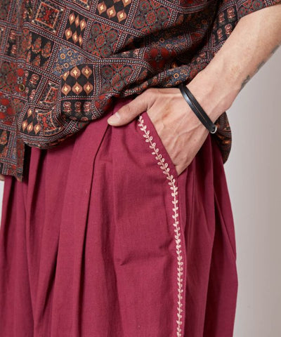 Ethnic Mirror Embroidered Work Pants