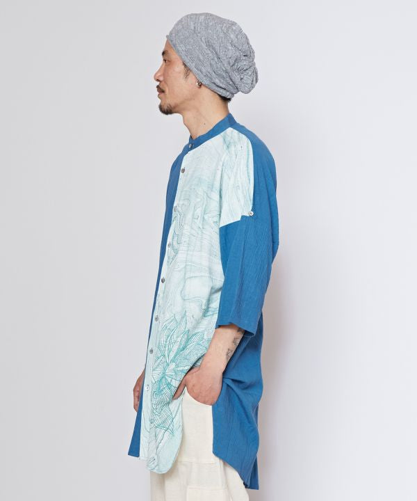 Men's Asymmetric Collarless Shirt