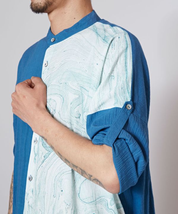 Men's Asymmetric Collarless Shirt