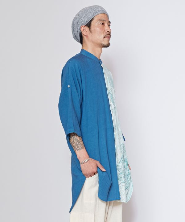 Men's Asymmetric Collarless Shirt