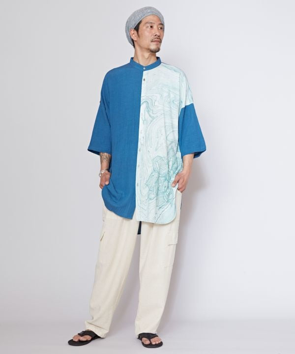 Men's Asymmetric Collarless Shirt