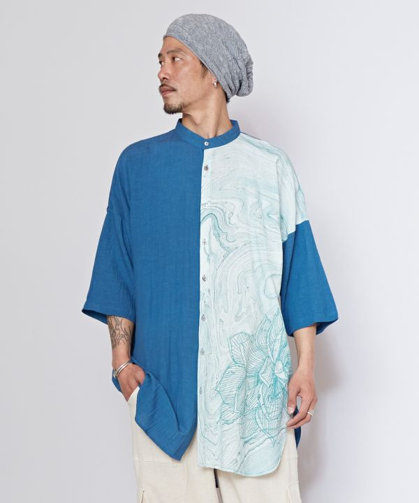 Men's Asymmetric Collarless Shirt