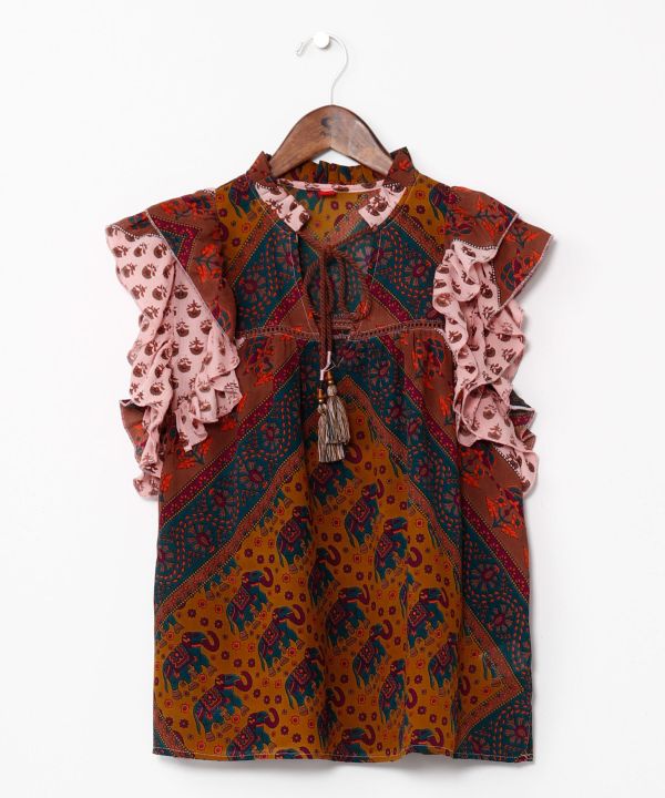 Earthy Tone Bohemian Top