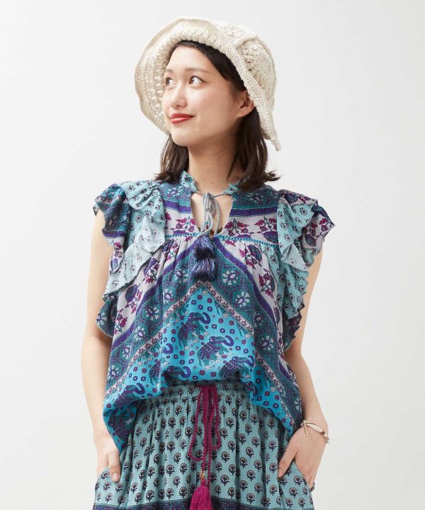 Earthy Tone Bohemian Top by AMINA - Ametsuchi