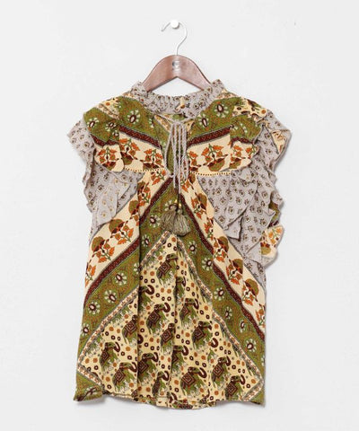 Earthy Tone Bohemian Top by AMINA - Ametsuchi