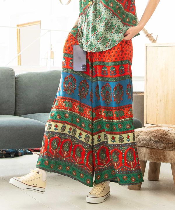 Earthy Tone Bohemian Pants by AMINA - Ametsuchi