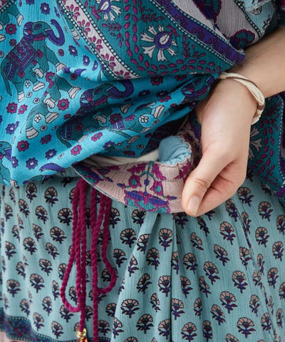 Earthy Tone Bohemian Skirt by AMINA - Ametsuchi