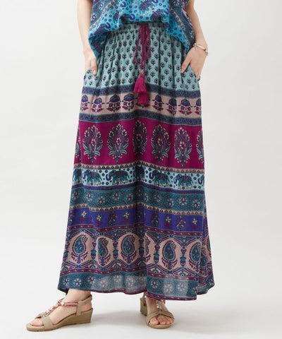 Earthy Tone Bohemian Skirt by AMINA - Ametsuchi