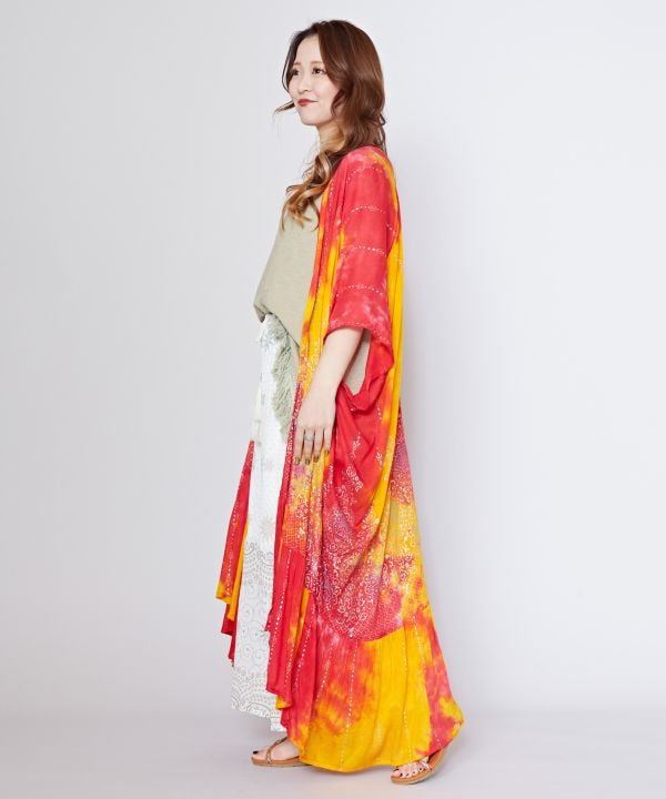Rayon Tie-Dye Drape Kimono