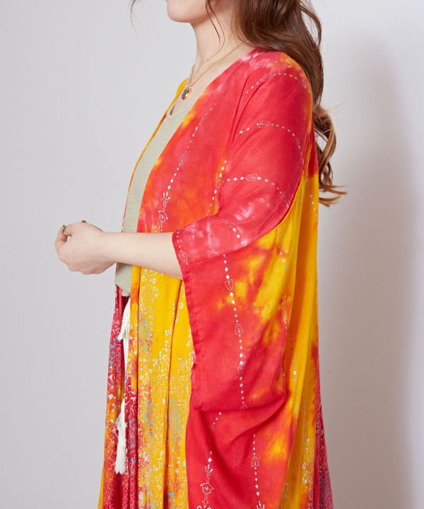 Rayon Tie-Dye Drape Kimono