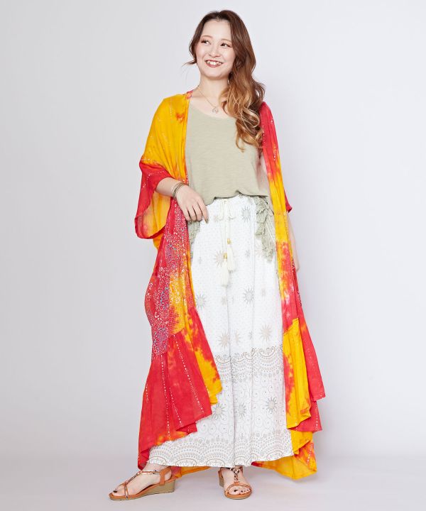 Rayon Tie-Dye Drape Kimono