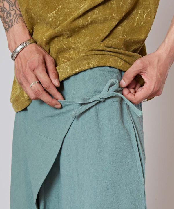 Draped Cotton Lotus Print Harem Pants