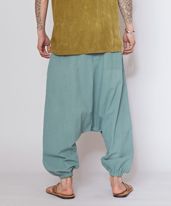 Draped Cotton Lotus Print Harem Pants
