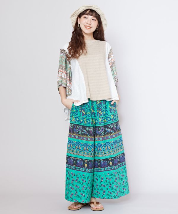 Sanganeri Print Wide Leg Pants