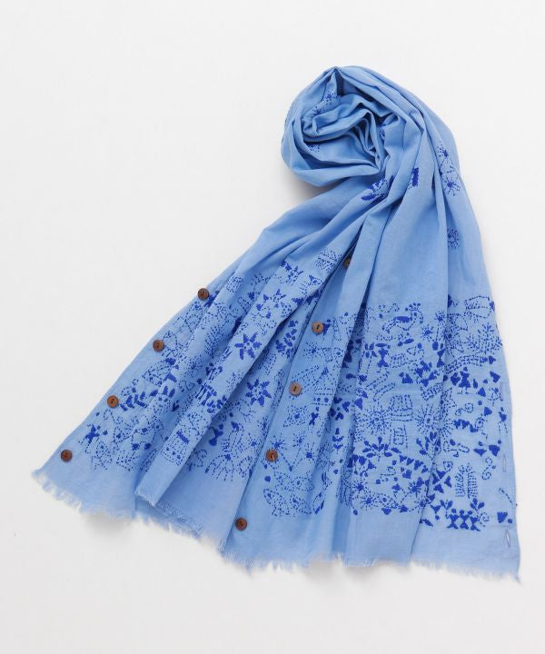 ผ้าพันคอผ้าฝ้ายปักลายคันธา