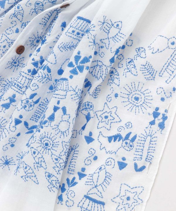 Kantha Embroidered Cotton Scarf