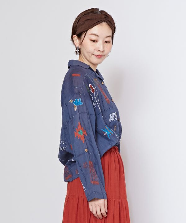 Embroidered Breathable Cotton Shirt